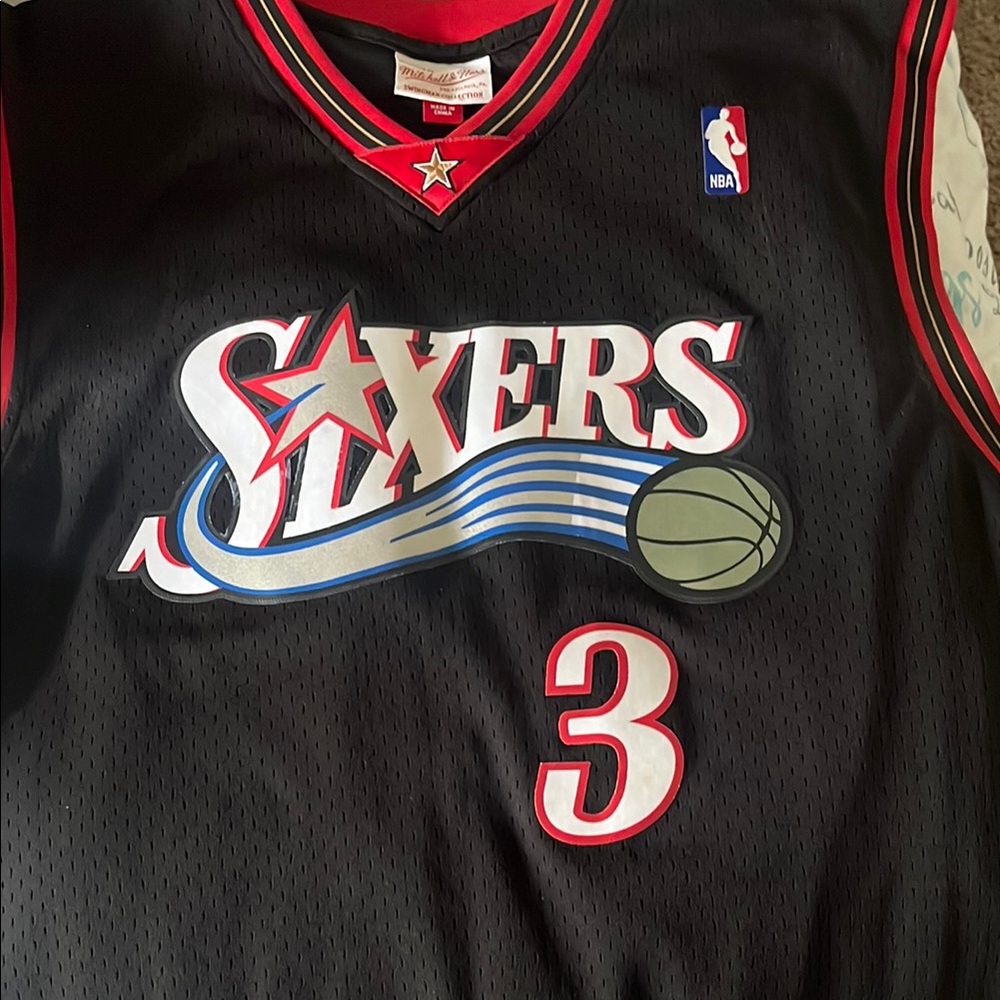 Black Sixers Jersey Allen Iverson retro Sixers Jersey 2000 And blue and red Det
